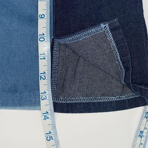 Le Lis Womens Straight Jean Skirt Denim Mini Color Block Cotton Blue Size Medium - Picture 6 of 6